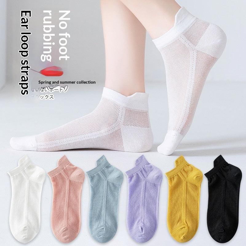 Chaussettes sport fines maille cheville femmes – polyester coton 6 couleurs