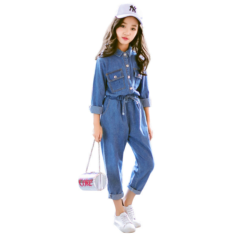 Ensemble fille cowboy printemps-automne 2 pièces – haut et pantalon coton