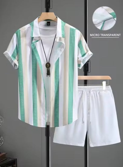 Ensemble chemise manches courtes + short coton casual – 7 coloris été chic