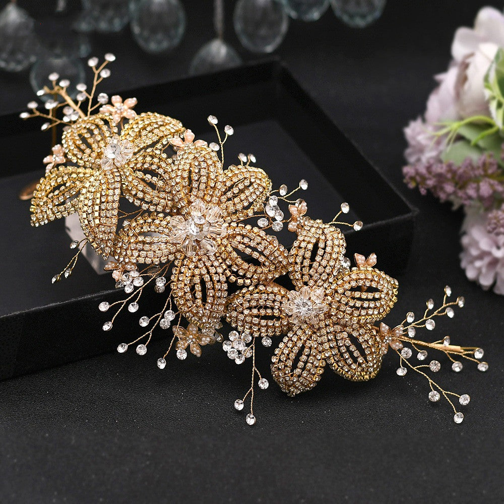 SERRE-TÊTE MARIÉE FAIT MAIN FEUILLES STRASS – ACCESSOIRE MARIAGE ÉLÉGANT