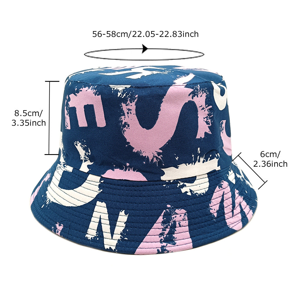 Chapeau bassine double-face anti-UV couple rétro – polyester 5 couleurs