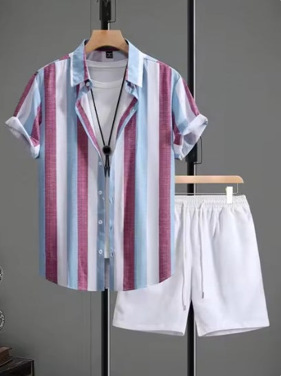 Ensemble chemise manches courtes + short coton casual – 7 coloris été chic