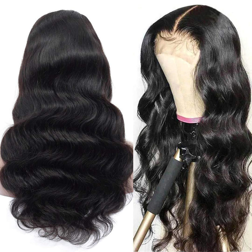 Perruque naturelle noire cheveux humains front lace avant