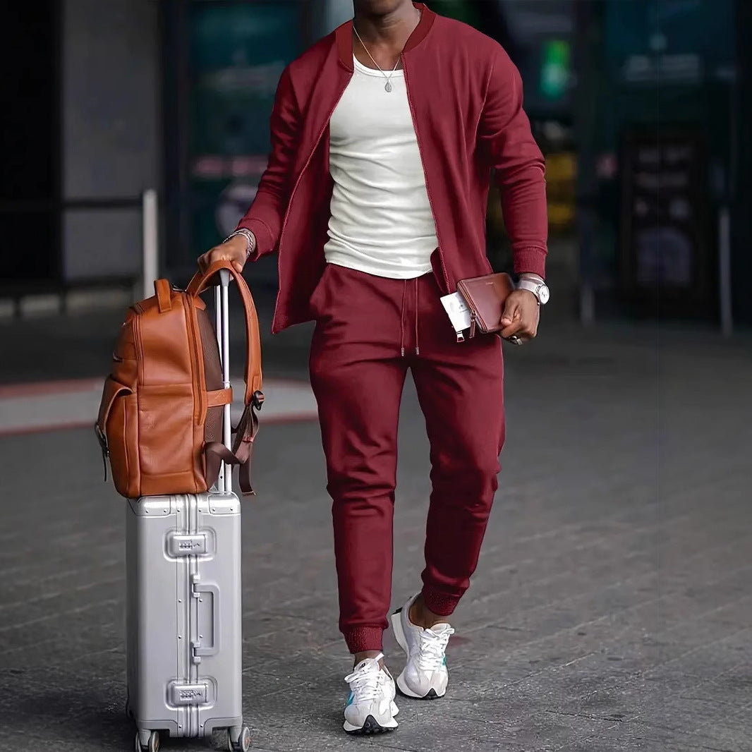 Ensemble baseball waffle gaufré zip poche – veste pantalon automne 5 coloris