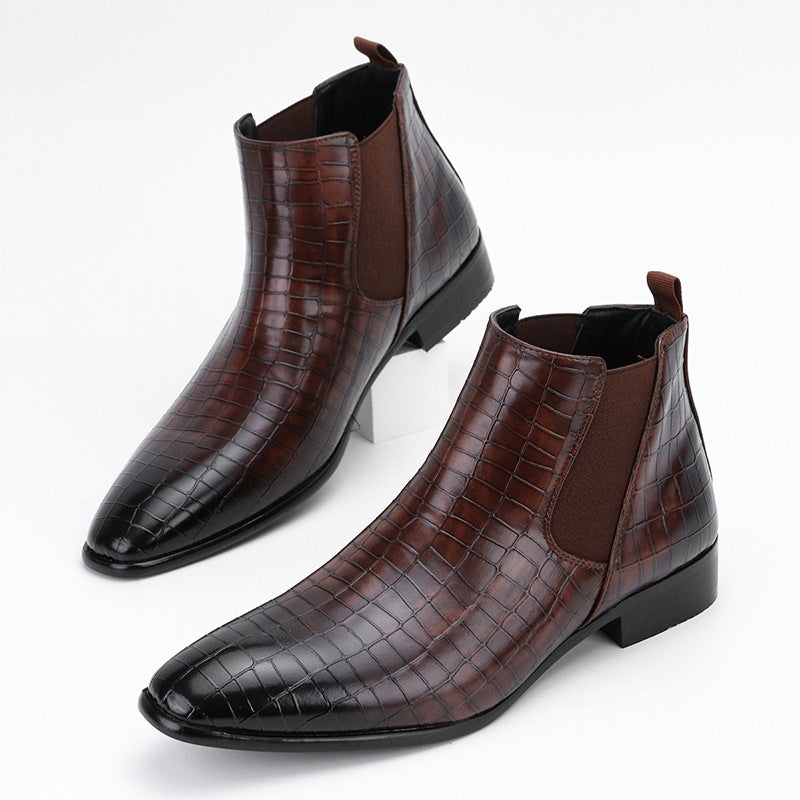 Bottes cheville homme style britannique décontracté – slip-on noir/marron/bordeaux