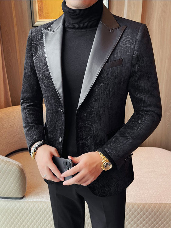 Blazer jacquard velours col revers homme mariage – élégant slim fit