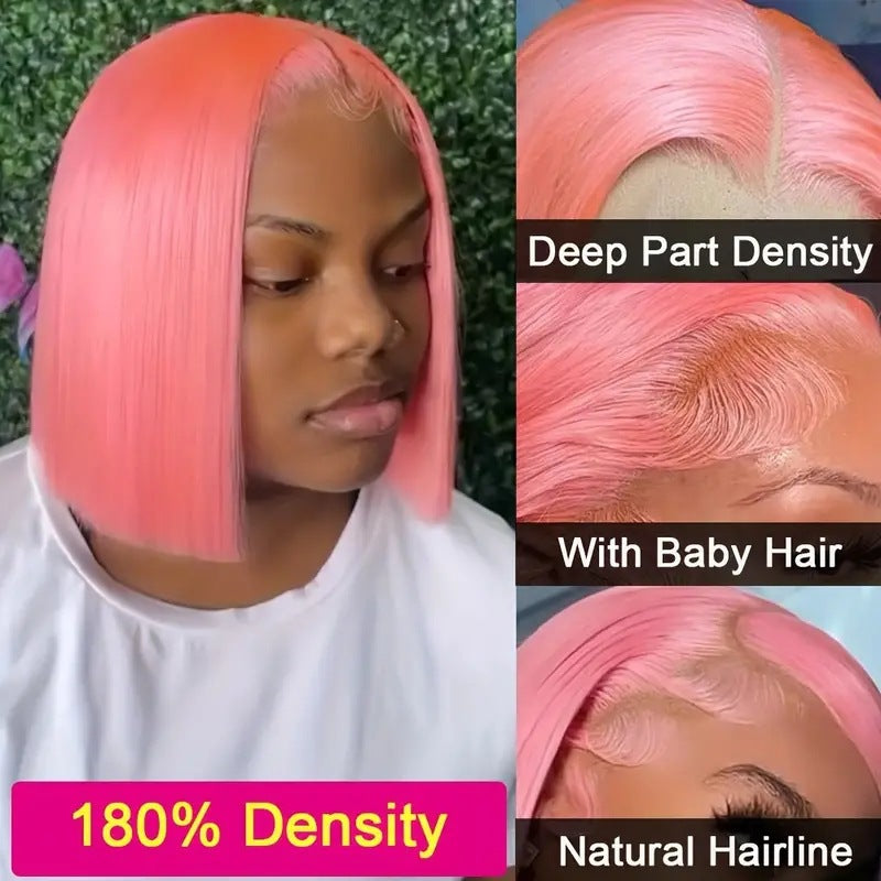 Perruque lace front mi-longue lisse – fibre haute température, effet naturel