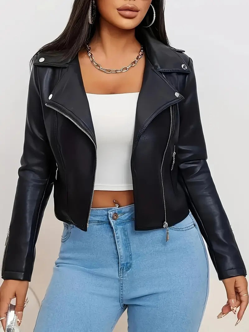 Veste Femme Noire Tendance – Manteau Streetwear Manches Longues