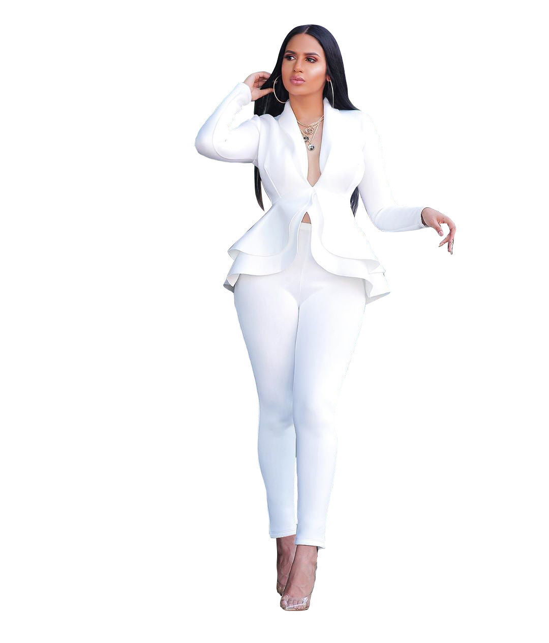 Robe d'entreprise à volants nylon – uniforme business femmes