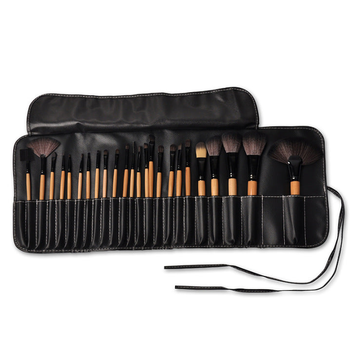 Kit 24 pinceaux maquillage pro cover – fibre synthétique bois sac PU