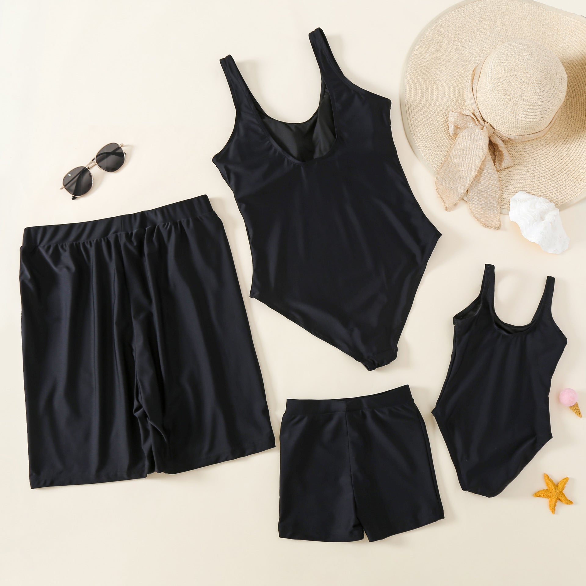 Maillot de bain parent-enfant noir milk silk – unisexe 6M-7Y + adultes