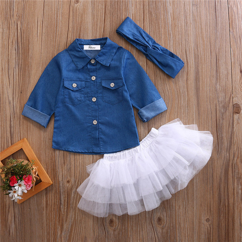 Jupe tutu fille 3 pièces en coton
