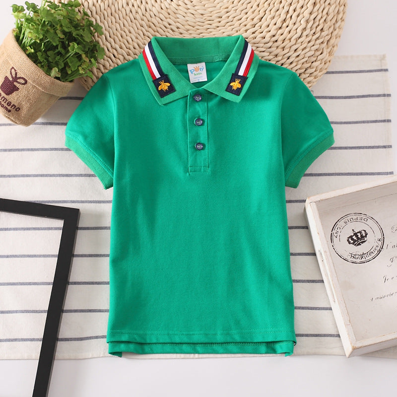 Polo enfant uni style coréen manches courtes