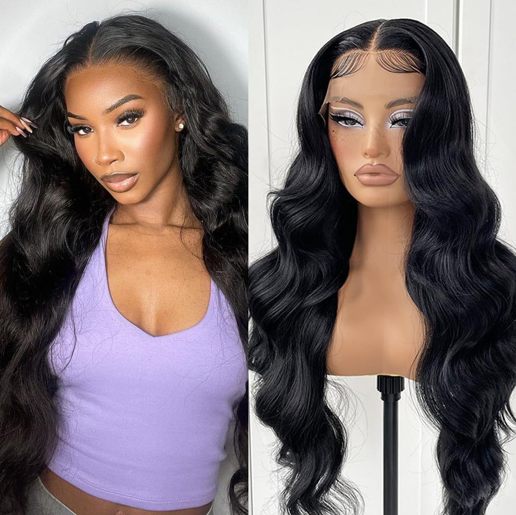 Perruque lace big wave brun foncé – fibre résistante à la chaleur