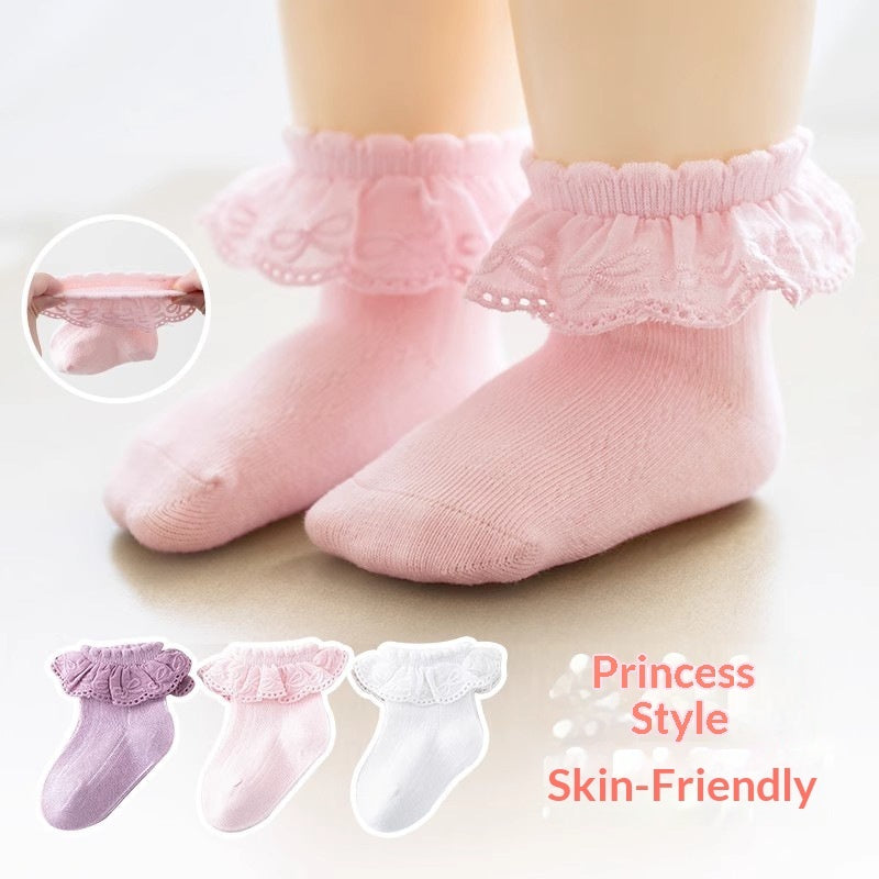 Breathable lace socks floral for little girls – summer princess