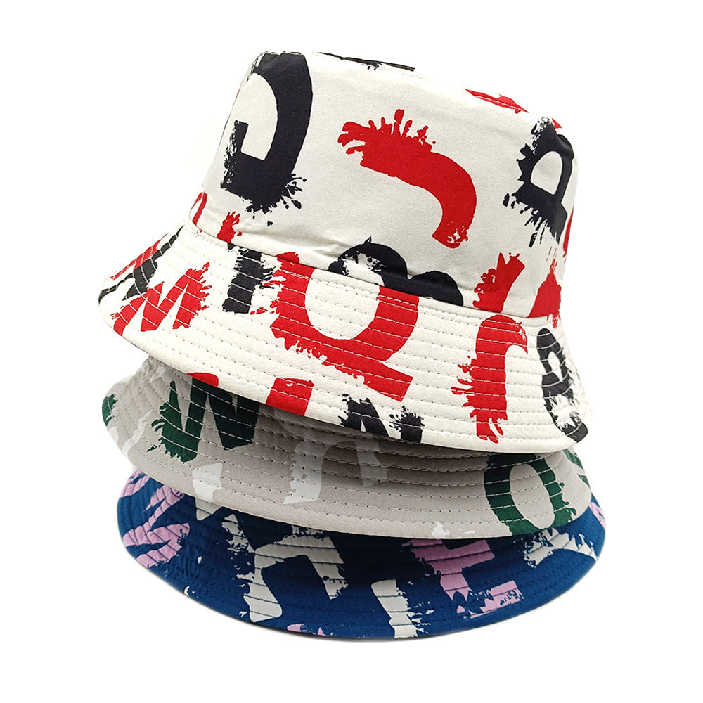 Chapeau bassine double-face anti-UV couple rétro – polyester 5 couleurs