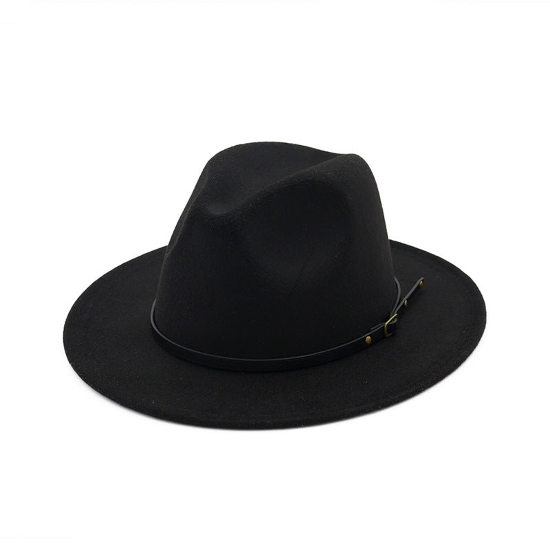 Chapeau fedora en laine automne-hiver – Fedora noir/rouge homme femme style église Panama