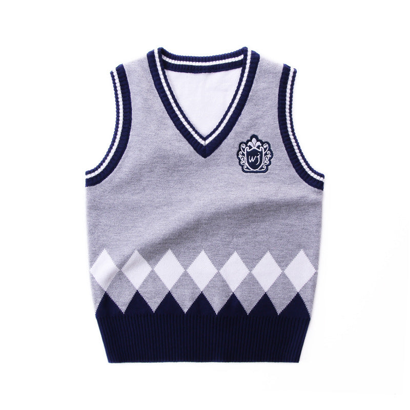 Gilet uniforme scolaire coton 100% losanges carreaux