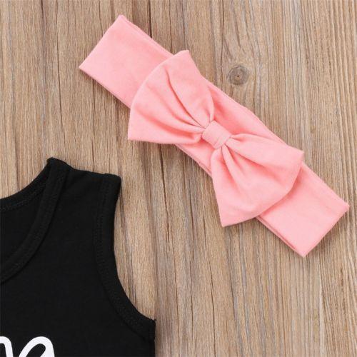 Ensemble fille 3 pièces rayé sans manches avec turban – coton