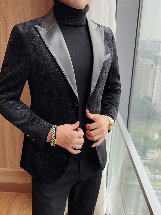 Blazer jacquard velours col revers homme mariage – élégant slim fit