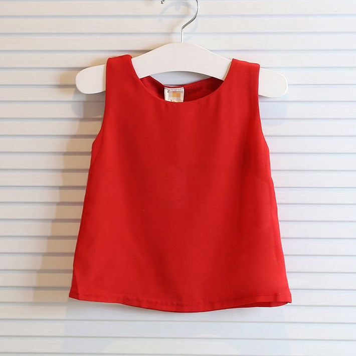 Ensemble fille été à pois et dentelle – haut sans manches et jupe
