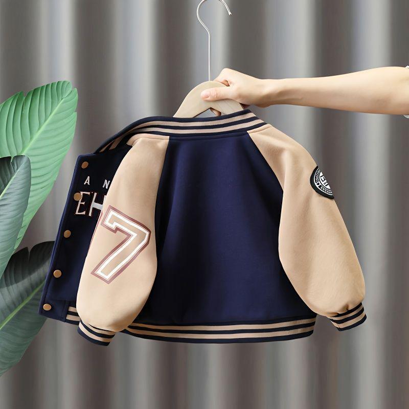 Veste tendance lettres coton garçon – brun/bleu marine Carvose Chic
