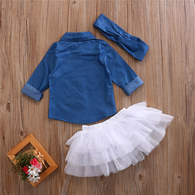 Jupe tutu fille 3 pièces en coton