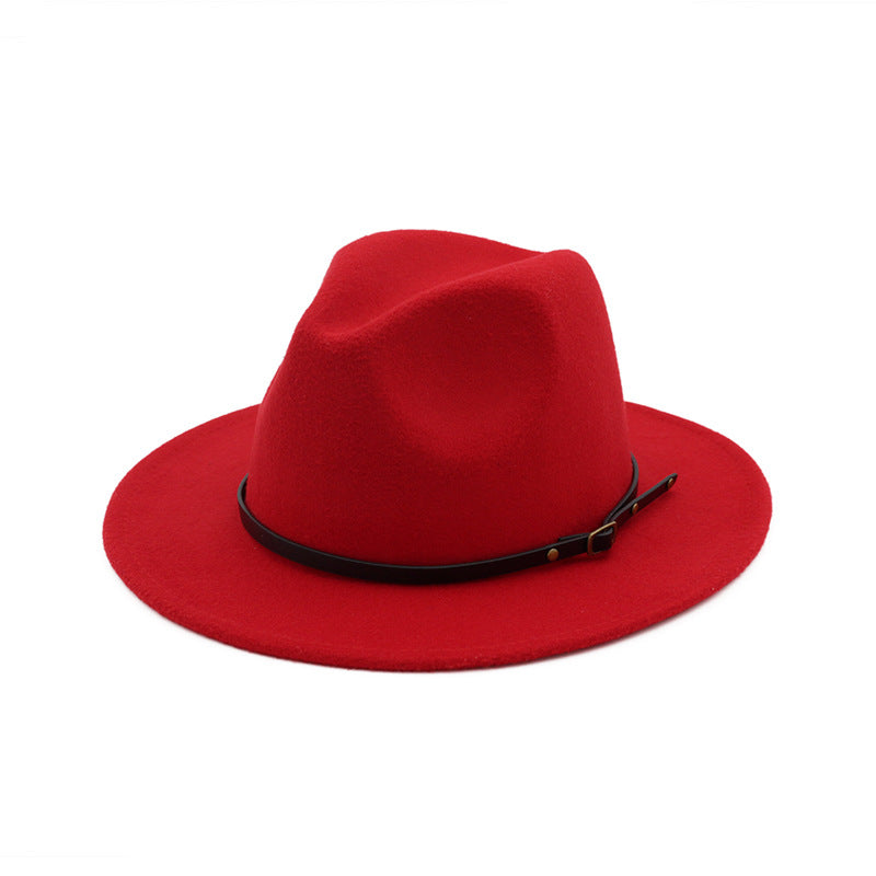 Chapeau fedora en laine automne-hiver – Fedora noir/rouge homme femme style église Panama