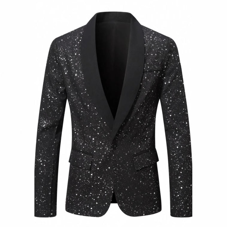 Blazer brillant mariage banquet homme noir – tenue soirée formelle