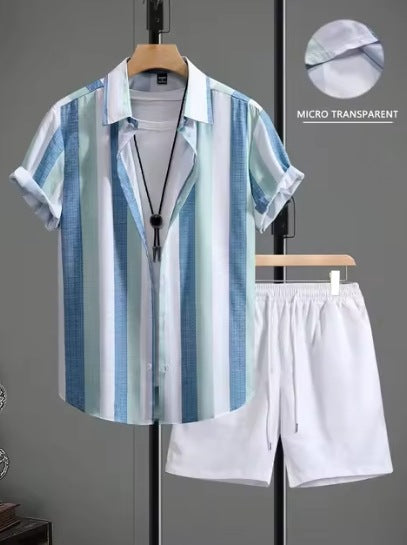 Ensemble chemise manches courtes + short coton casual – 7 coloris été chic