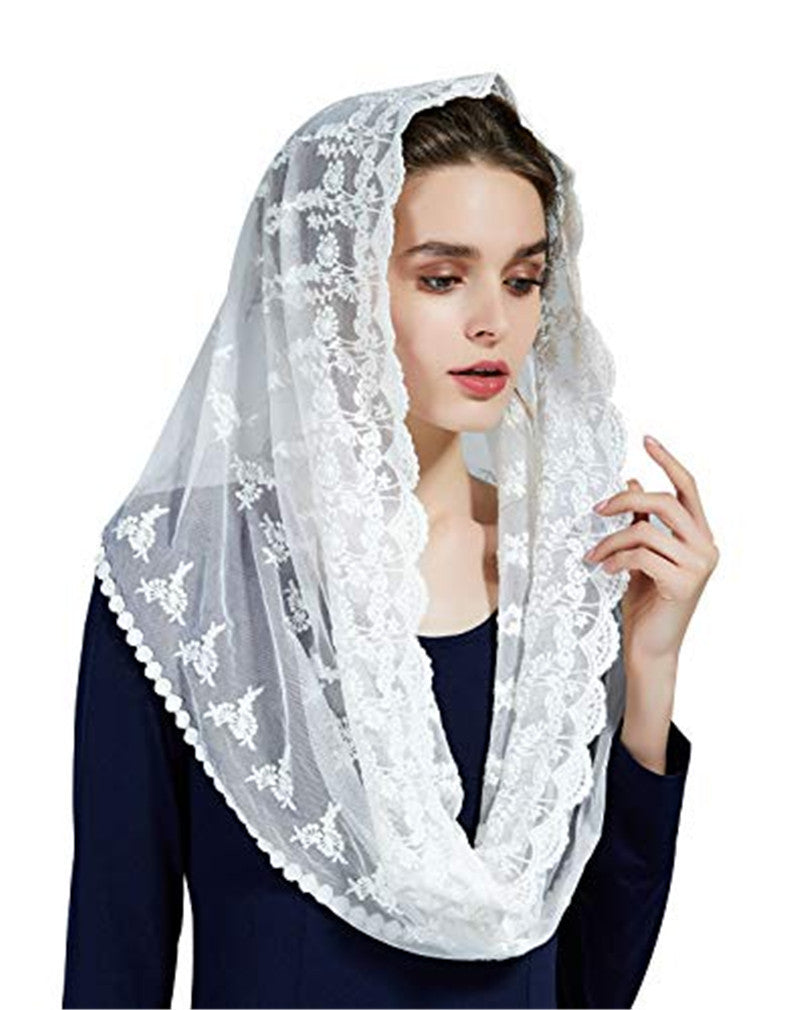 VOILE DE MARIÉE DENTELLE CHÂLE TRADITIONNEL – FLEURS MODÈLE AMOUREUX