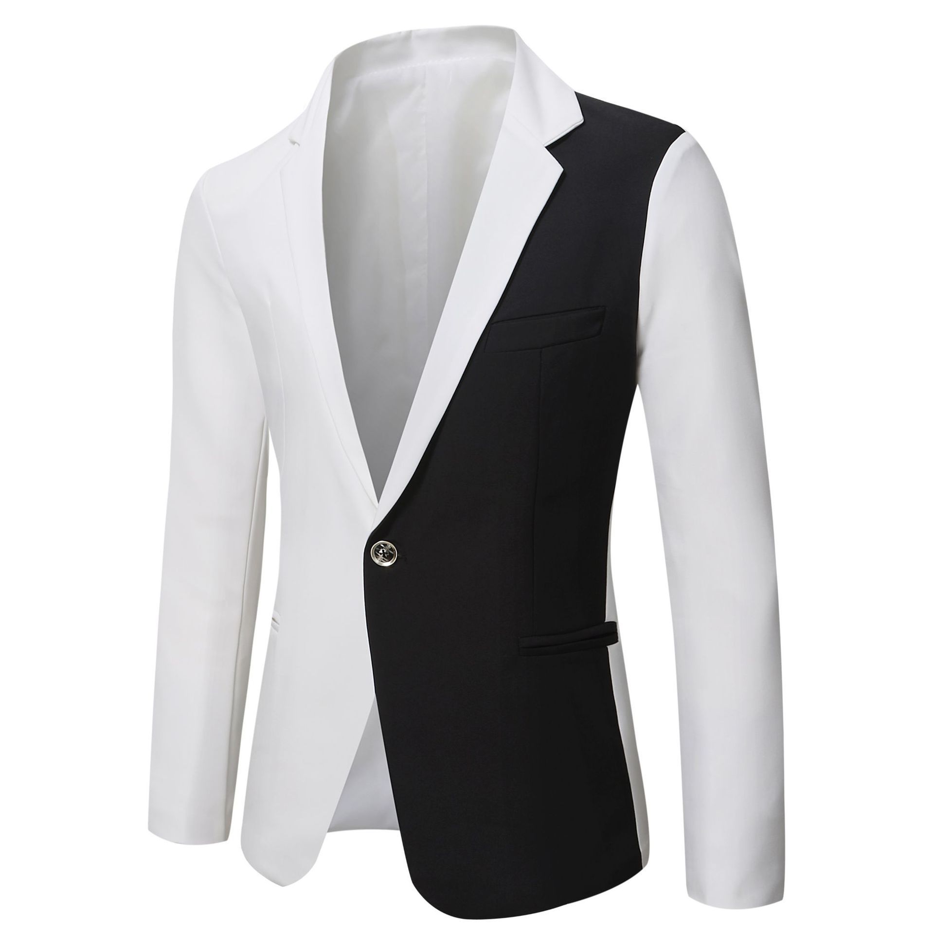 Veste costume slim fit multicolore homme – streetwear blanc/rouge/noir
