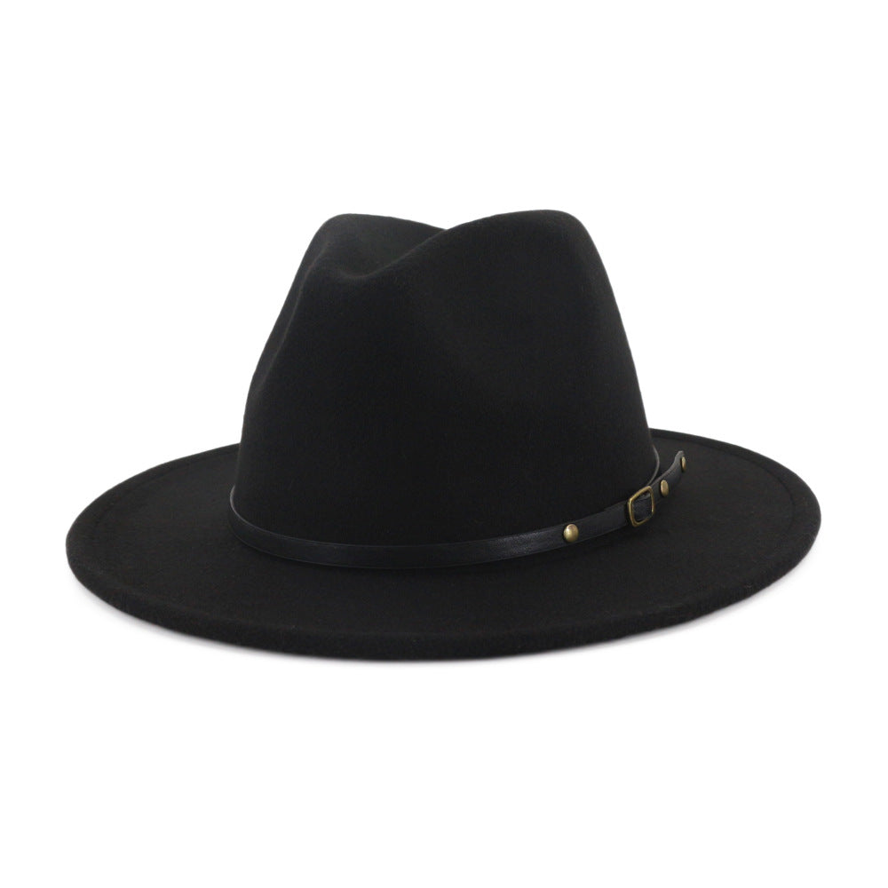 Chapeau fedora en laine automne-hiver – Fedora noir/rouge homme femme style église Panama