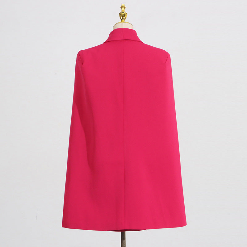 Blazer cape ample sans manches patchwork pailleté – rose rouge/noir femme