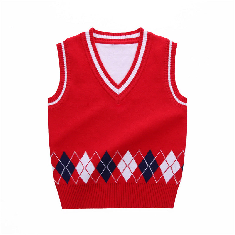 Gilet uniforme scolaire coton 100% losanges carreaux