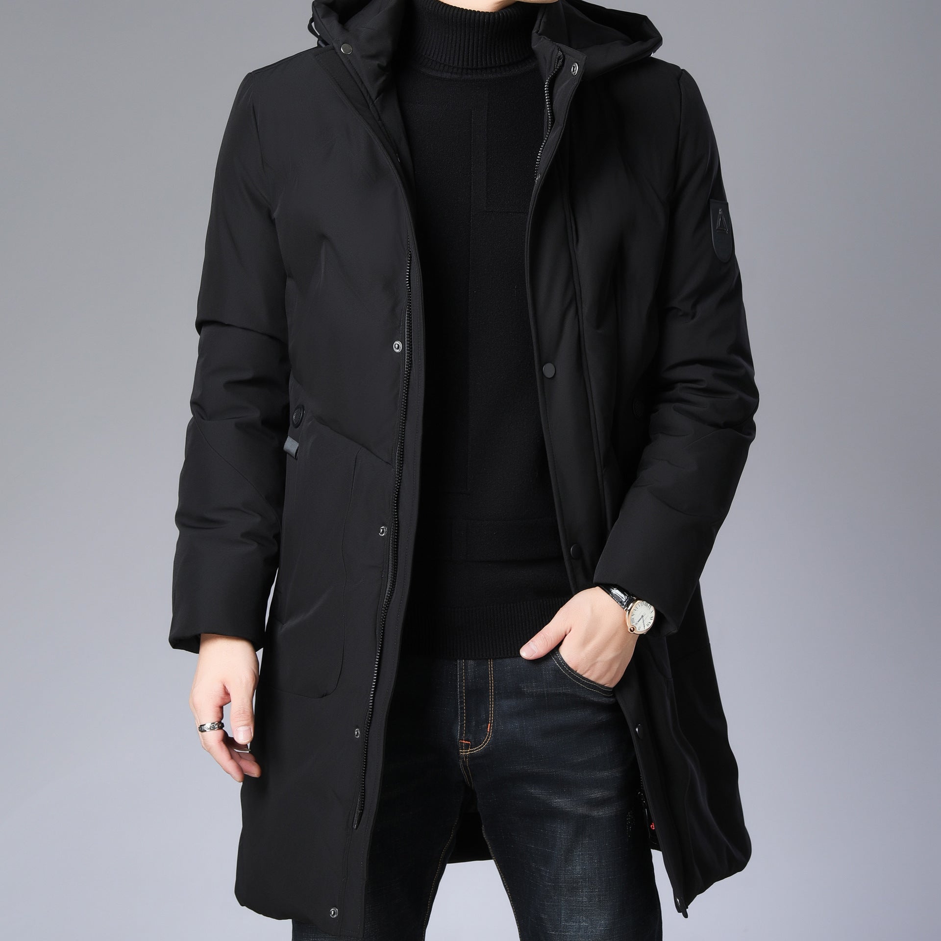 Manteau à capuche ample homme grande taille – respirant et résistant XL-5XL noir/gris