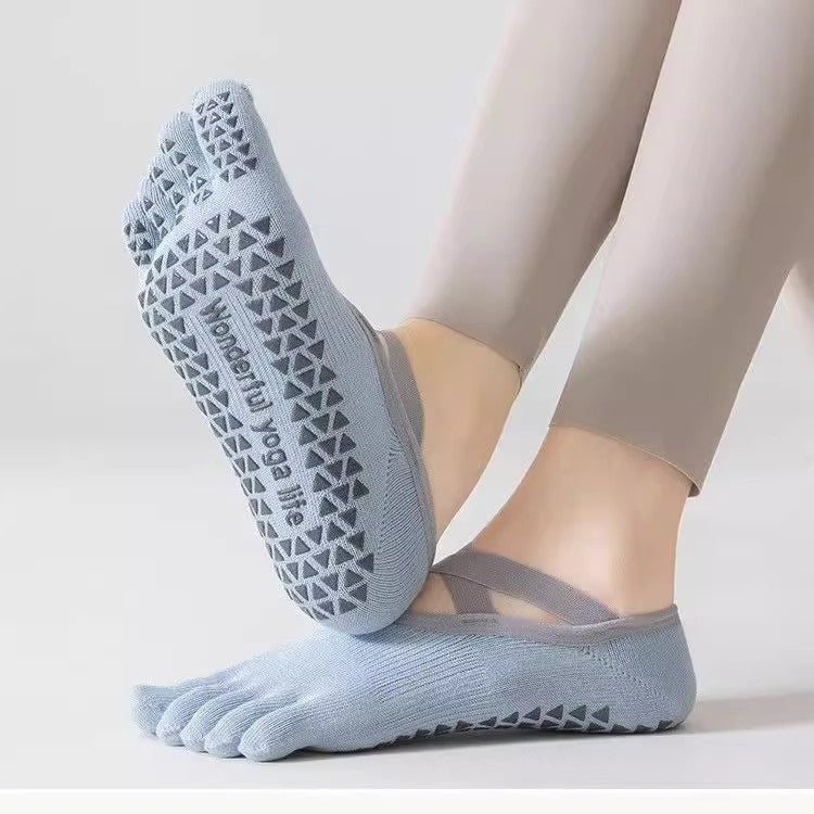 Chaussettes 5 orteils yoga femmes coton anti-glisse – cheville toutes saisons