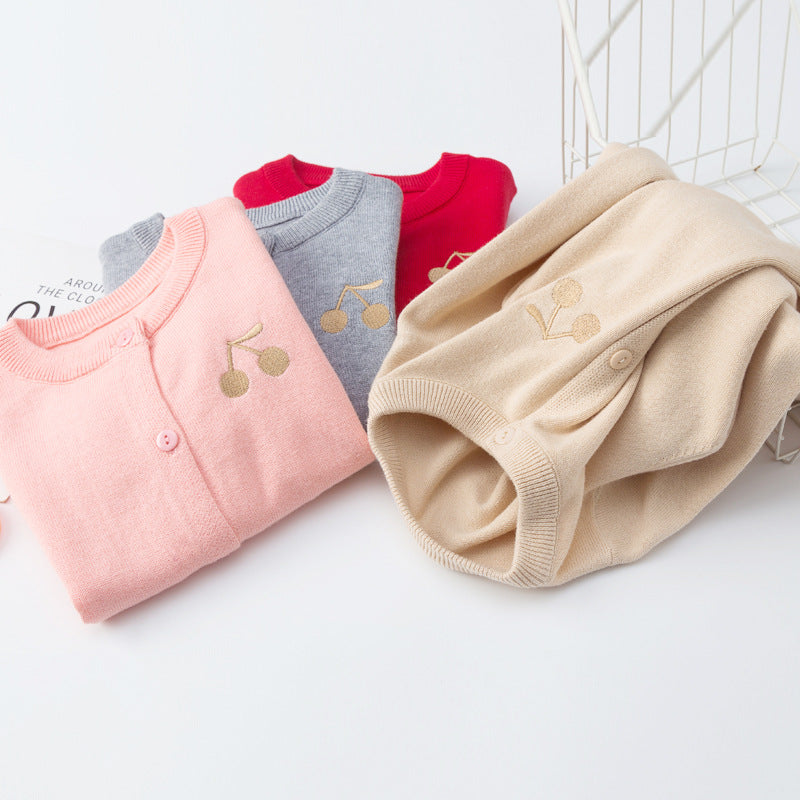 Pull en coton à cerises pour filles