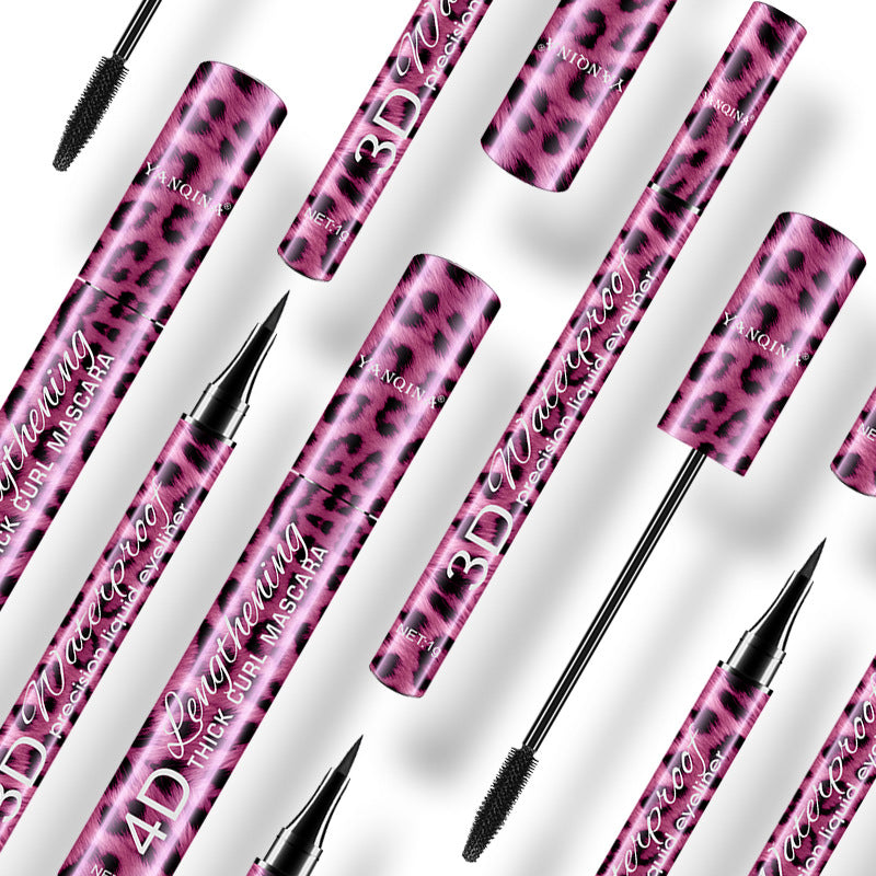 Set mascara noir + eyeliner léopard rouge 8836 – waterproof 4D volume