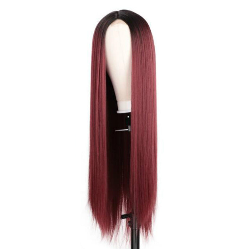 Perruque dégradé lisse longue effet ombré fade naturel