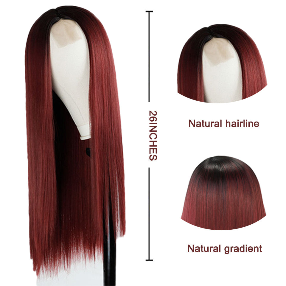 Perruque dégradé lisse longue effet ombré fade naturel