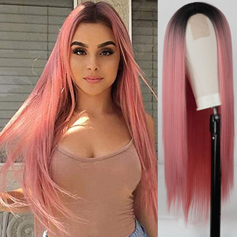 Perruque dégradé lisse longue effet ombré fade naturel