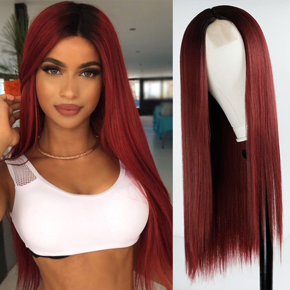 Perruque dégradé lisse longue effet ombré fade naturel