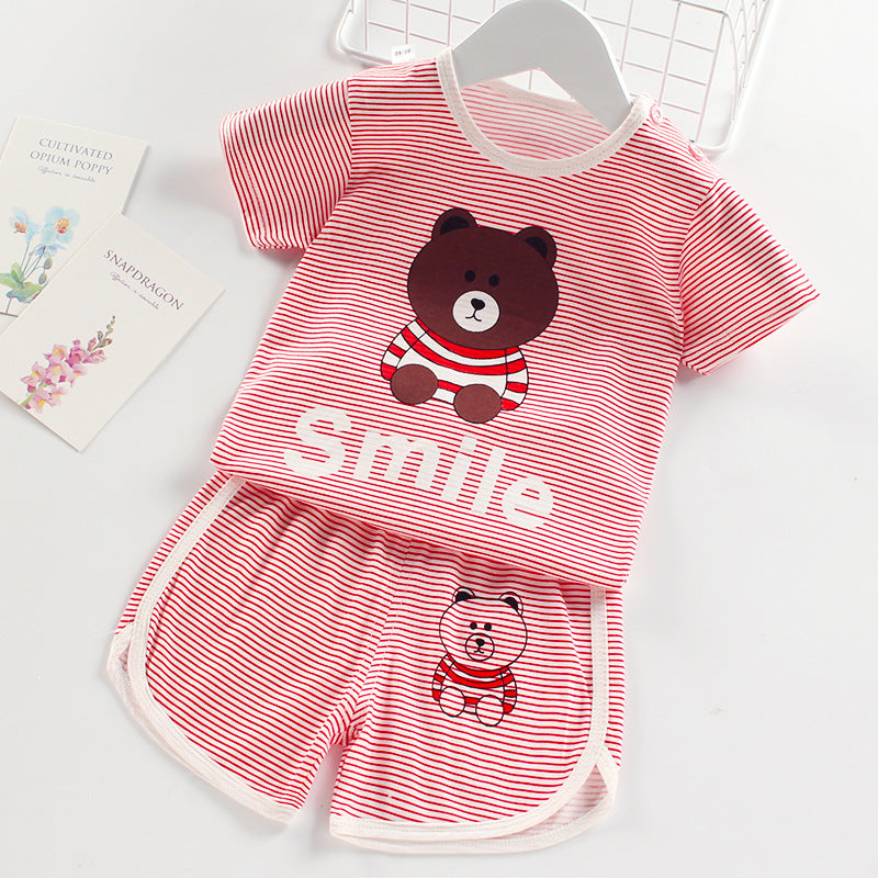 Ensemble enfant 2 pièces rayé t-shirt et short – garçon et fille