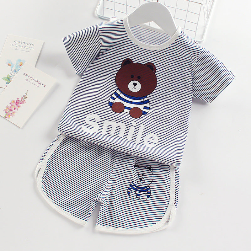 Ensemble enfant 2 pièces rayé t-shirt et short – garçon et fille