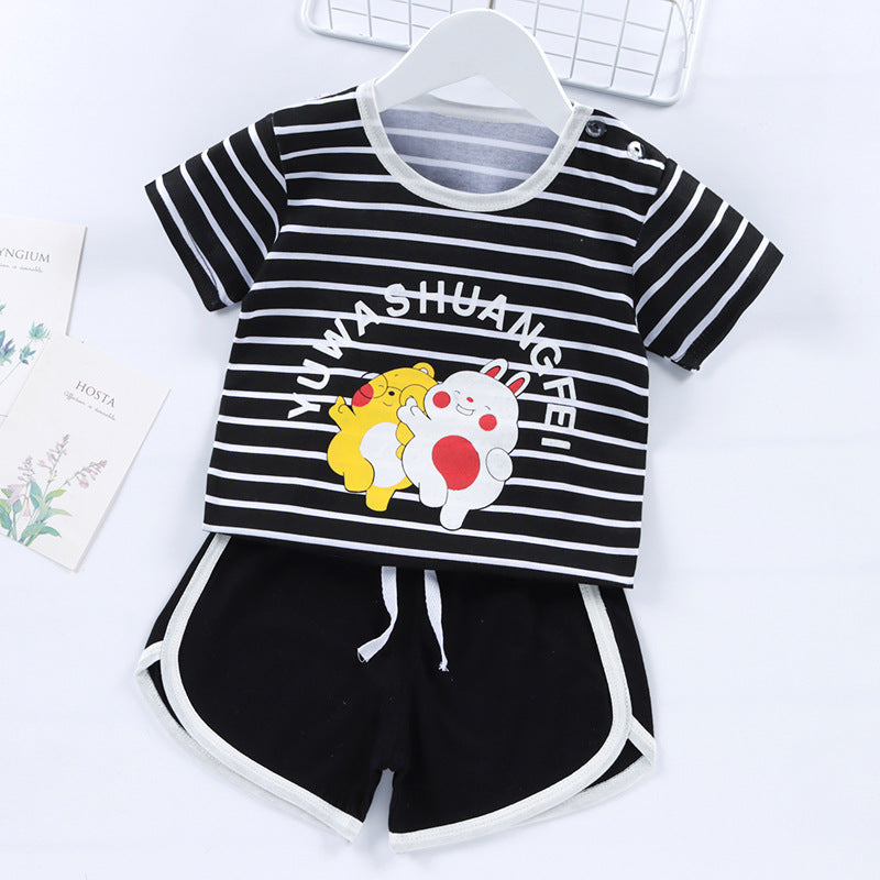 Ensemble enfant 2 pièces rayé t-shirt et short – garçon et fille