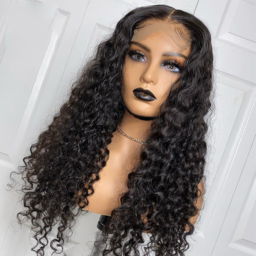 Perruque cheveux humains bouclés – lace front T-type, cheveux birmans, longueurs 8 à 22 pouces