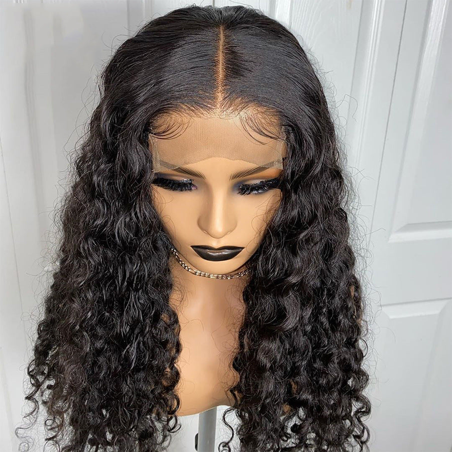 Perruque cheveux humains bouclés – lace front T-type, cheveux birmans, longueurs 8 à 22 pouces