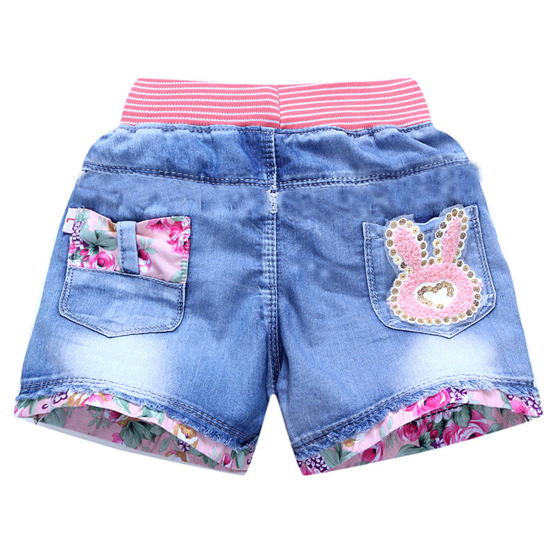 Short en denim délavé sable fille