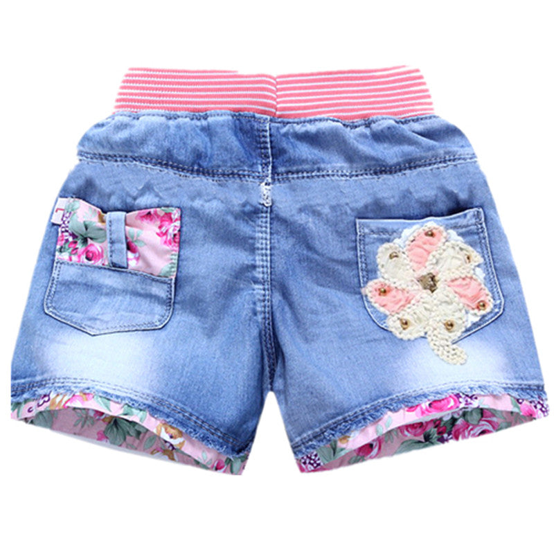 Short en denim délavé sable fille